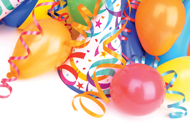 party balloons and ribbon