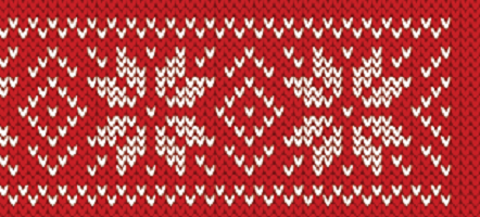close up of Ugly Red Sweater with a white snowflake pattern