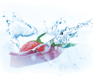 hydration - strawberry splashing in water